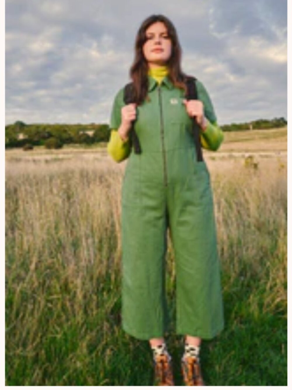Lucy & Yak Ragan S/S Jumpsuit in Loden Frost Green (14)